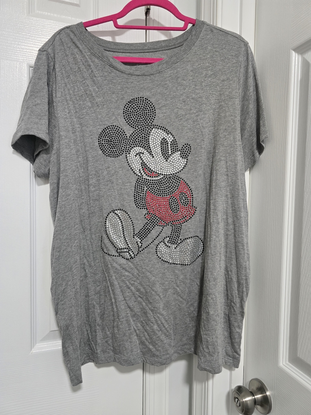 Disney Plus Size Grey Mickey Mouse Rhinestone Top
